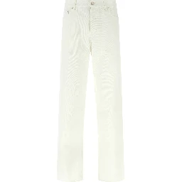 White Cotton Straight-Leg Jeans