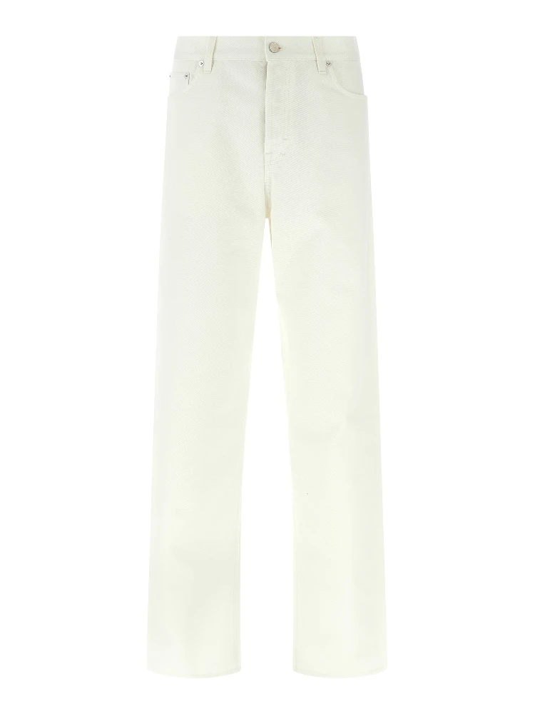 White Cotton Straight-Leg Jeans