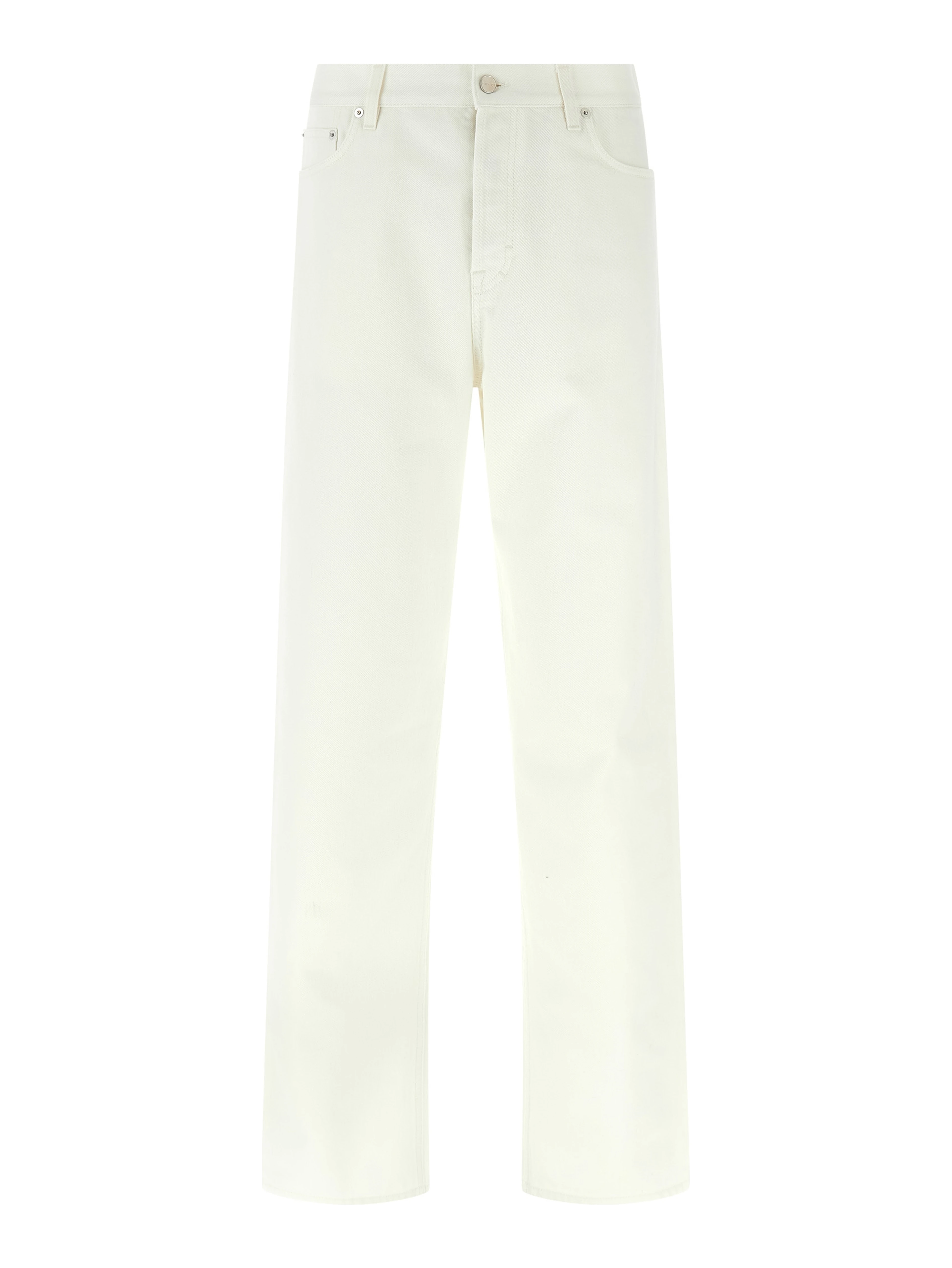 White Cotton Straight-Leg Jeans