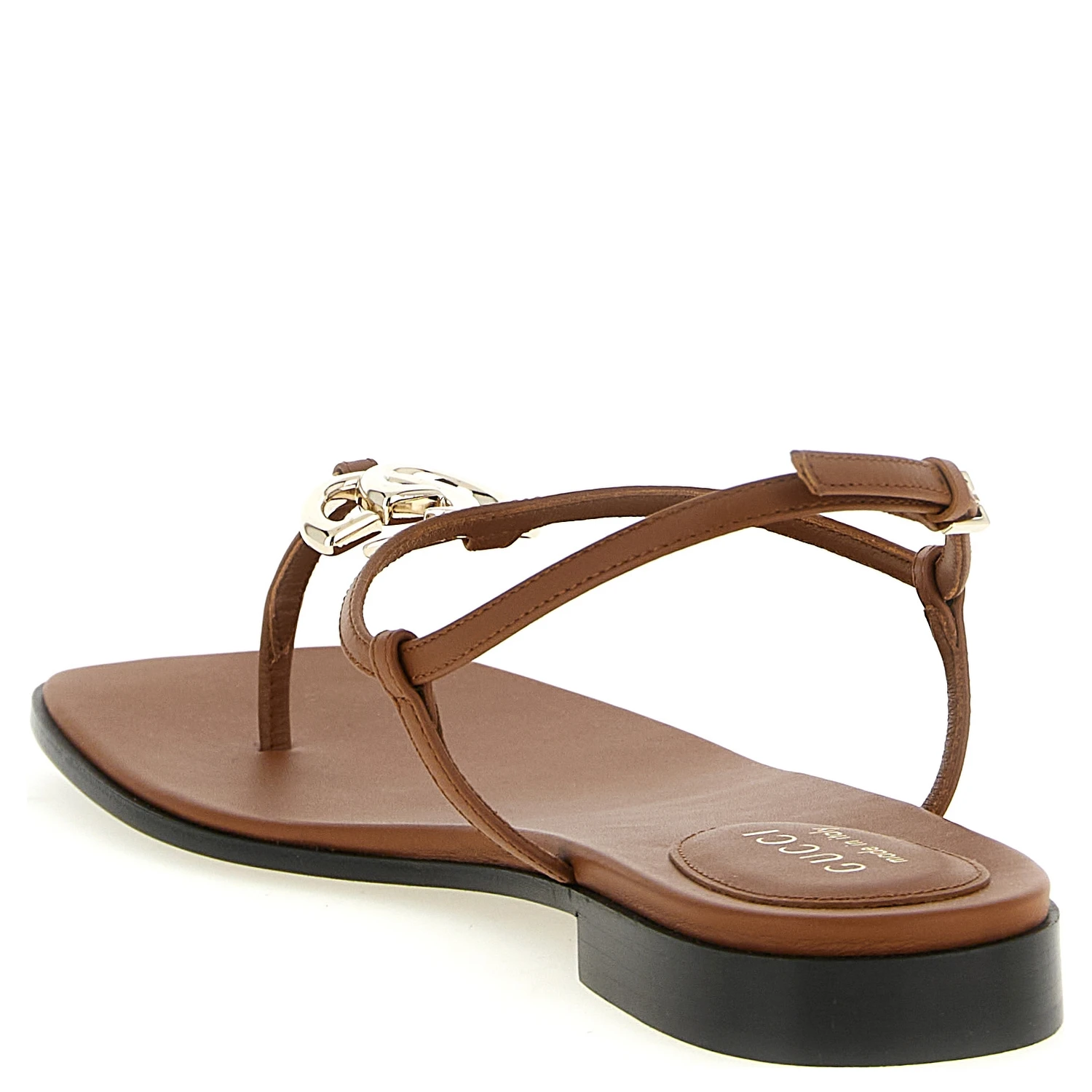 Brown Calfskin Flat Sandals