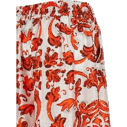 Orange Silk Flared Pants
