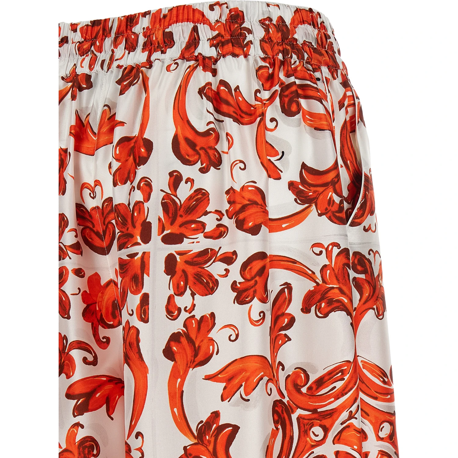 Orange Silk Flared Pants