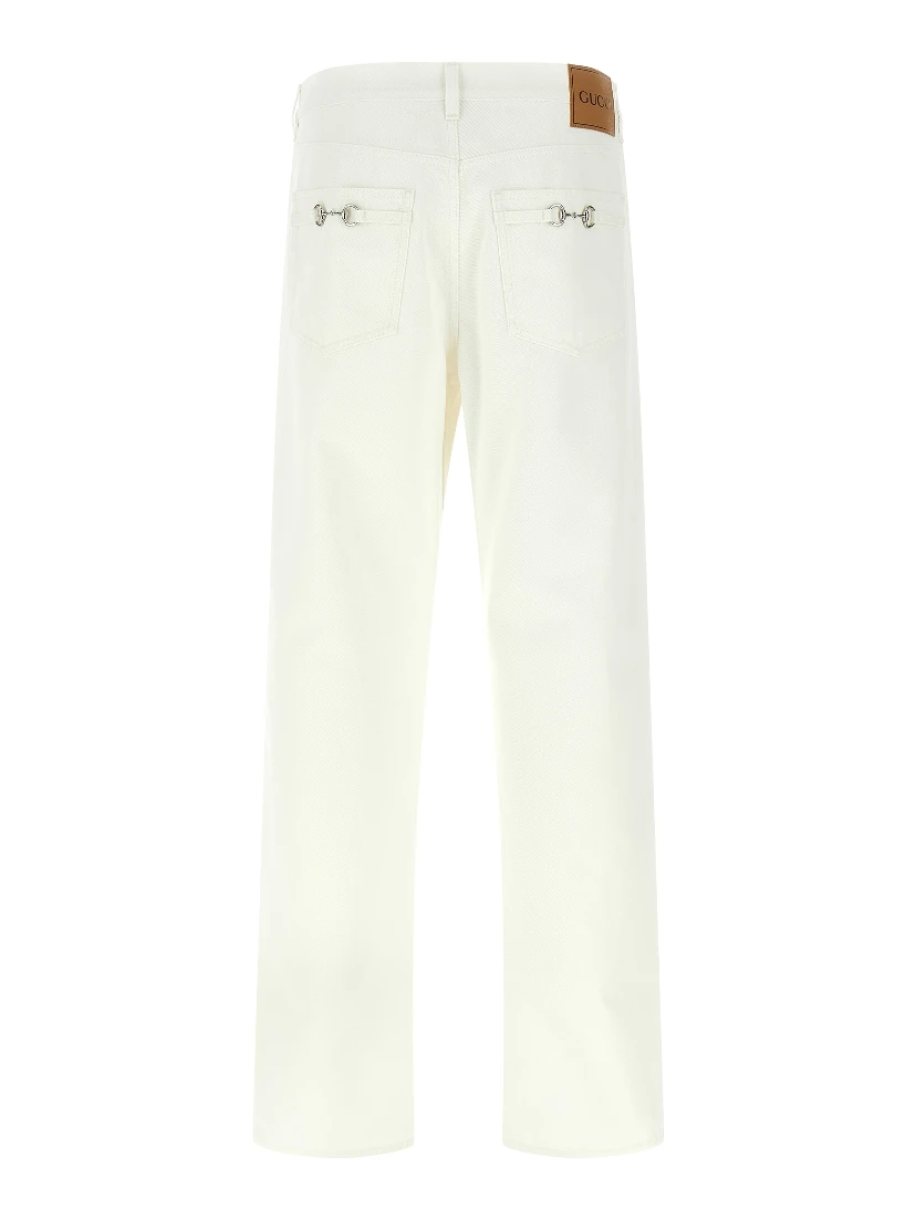 White Cotton Straight-Leg Jeans