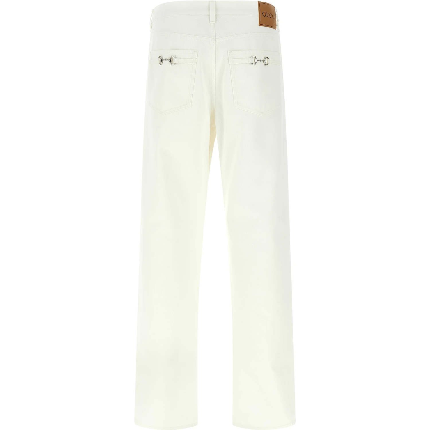 White Cotton Straight-Leg Jeans