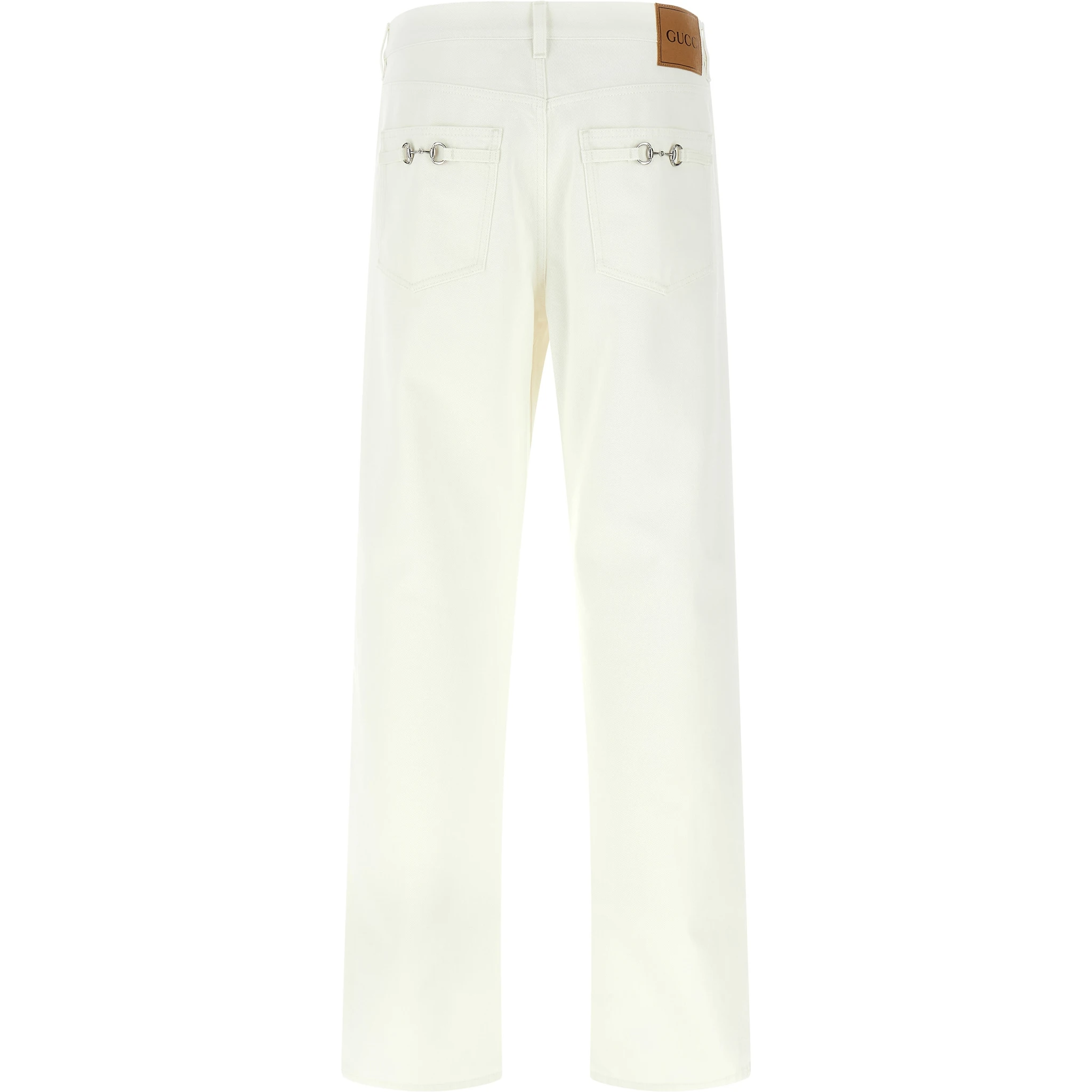 White Cotton Straight-Leg Jeans