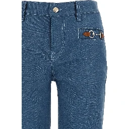Blue Cotton Straight-Leg Jeans