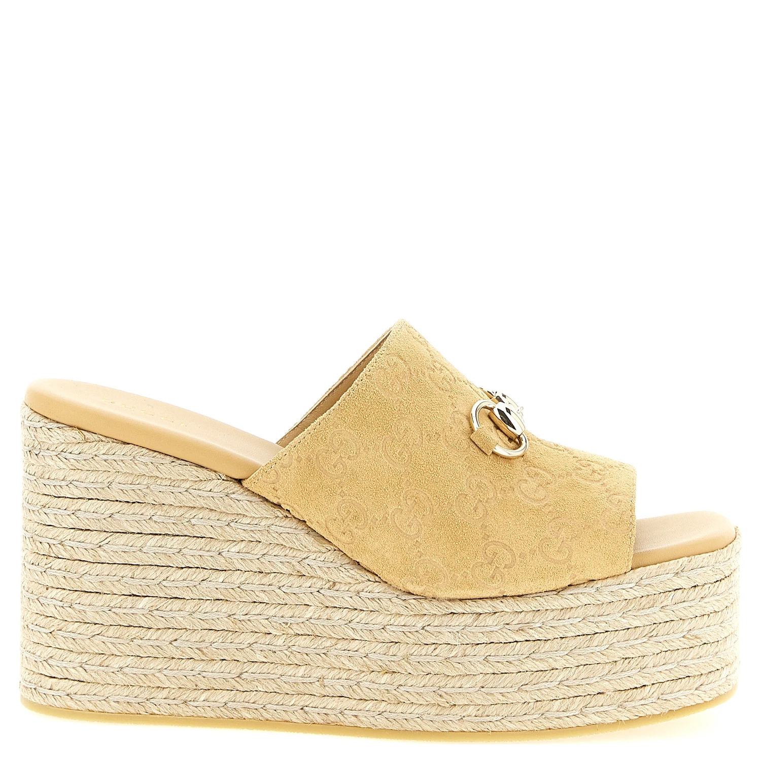 Beige Calfskin Wedge Sandals