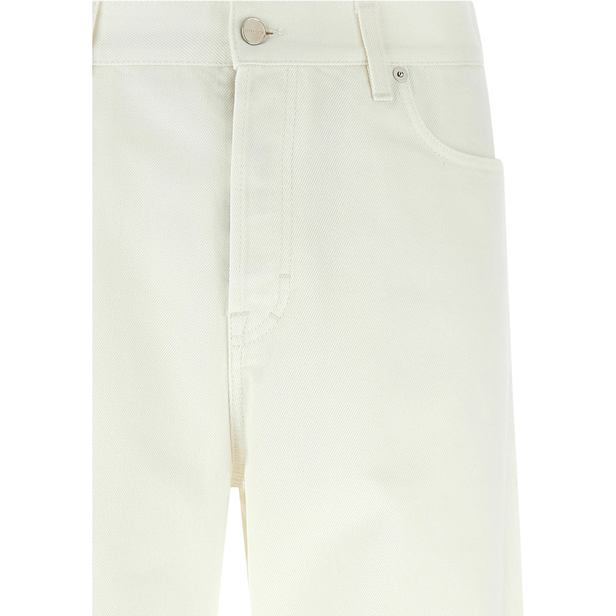 White Cotton Straight-Leg Jeans