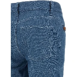 Blue Cotton Straight-Leg Jeans
