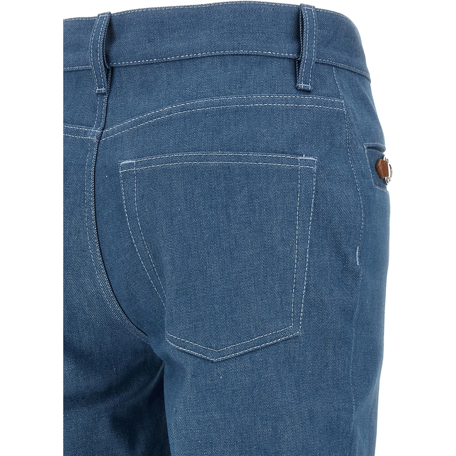Blue Cotton Straight-Leg Jeans