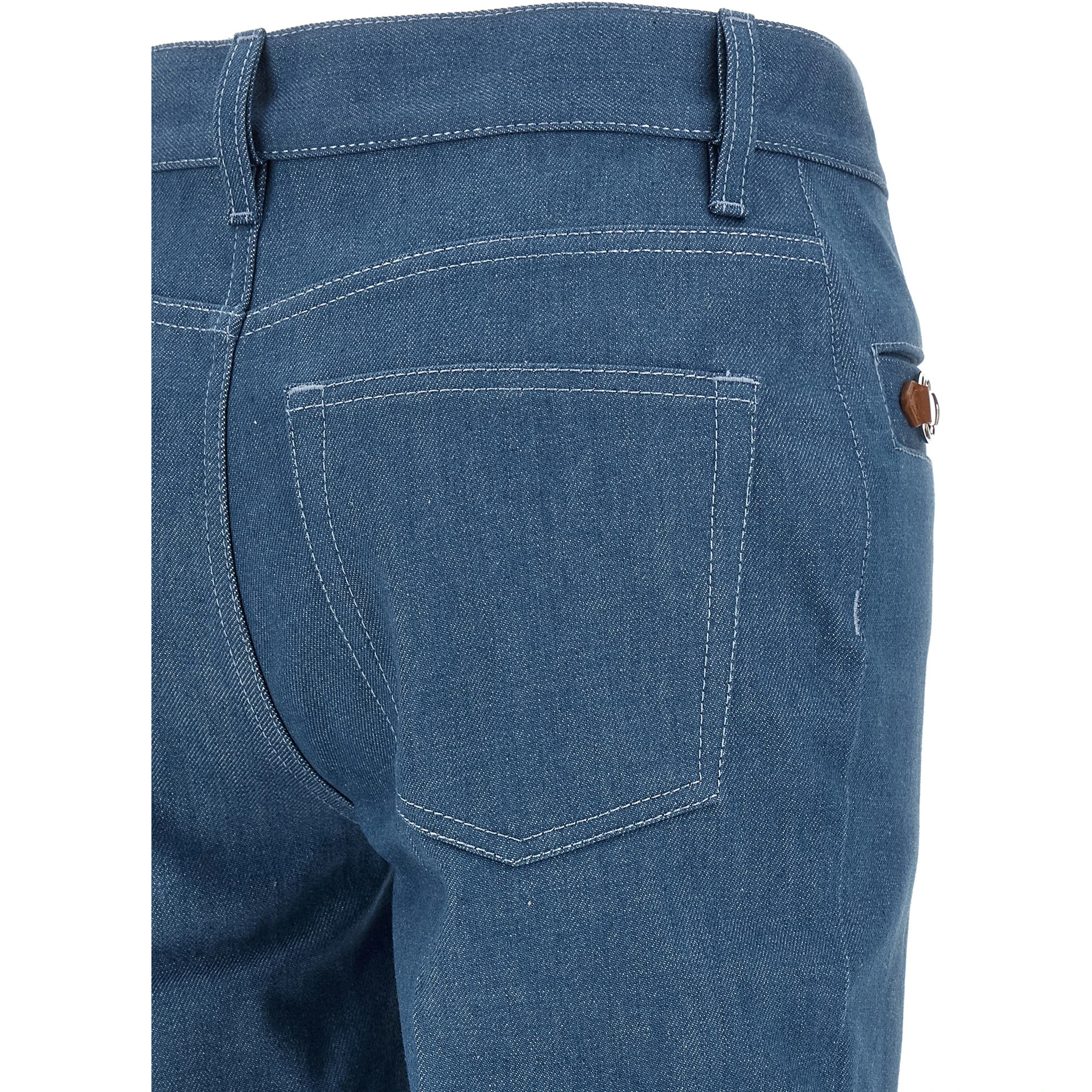 Blue Cotton Straight-Leg Jeans