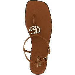 Brown Calfskin Flat Sandals