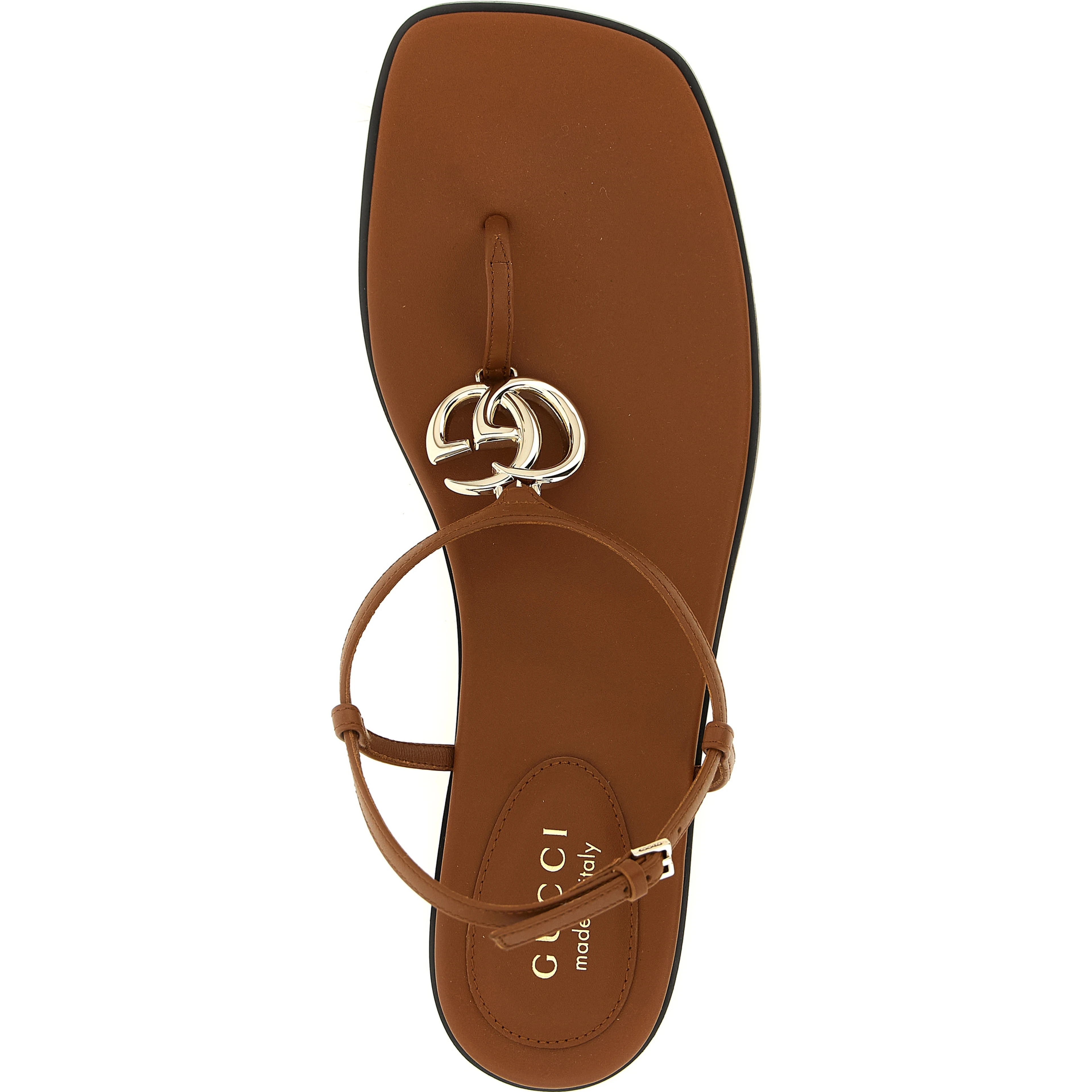 Brown Calfskin Flat Sandals