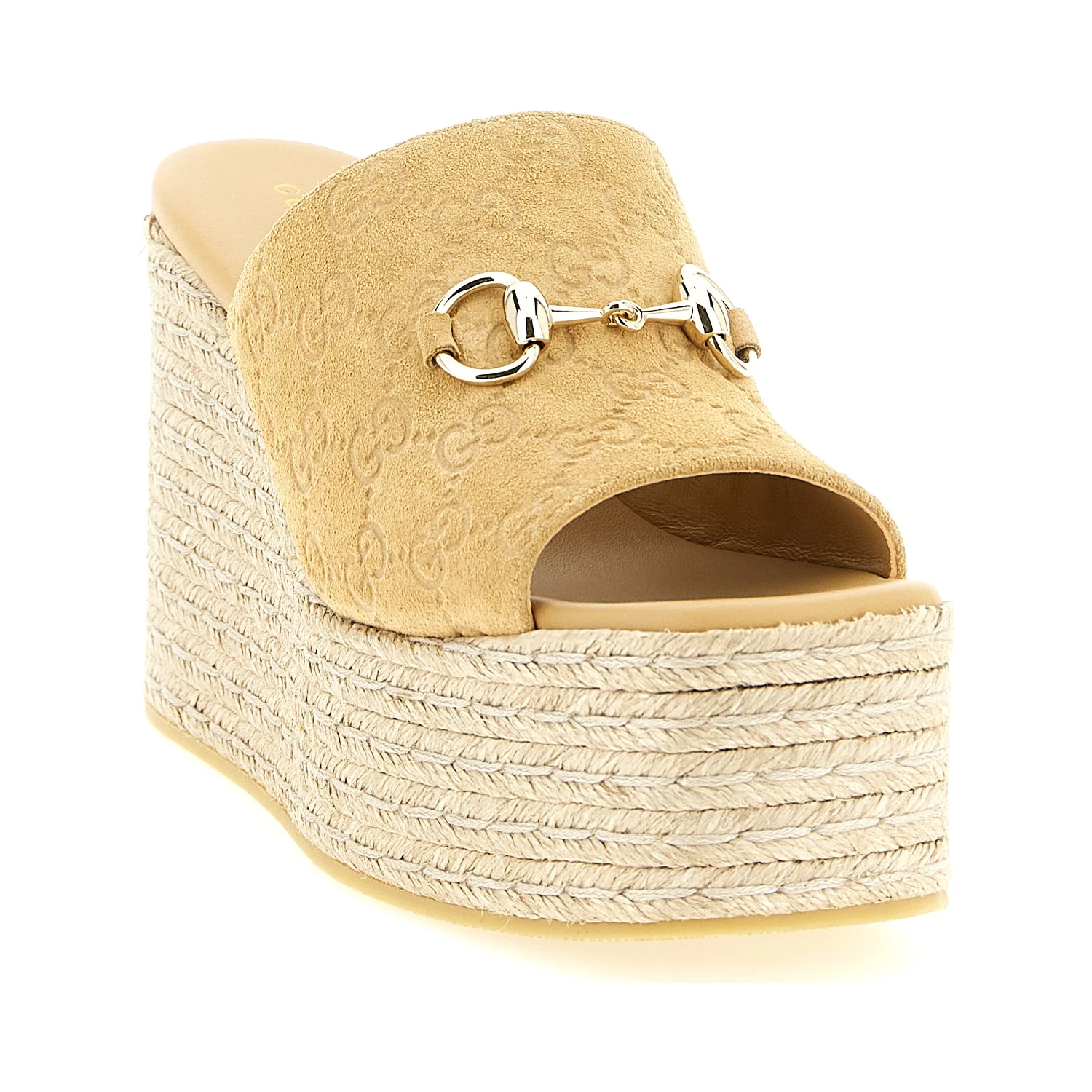 Beige Calfskin Wedge Sandals
