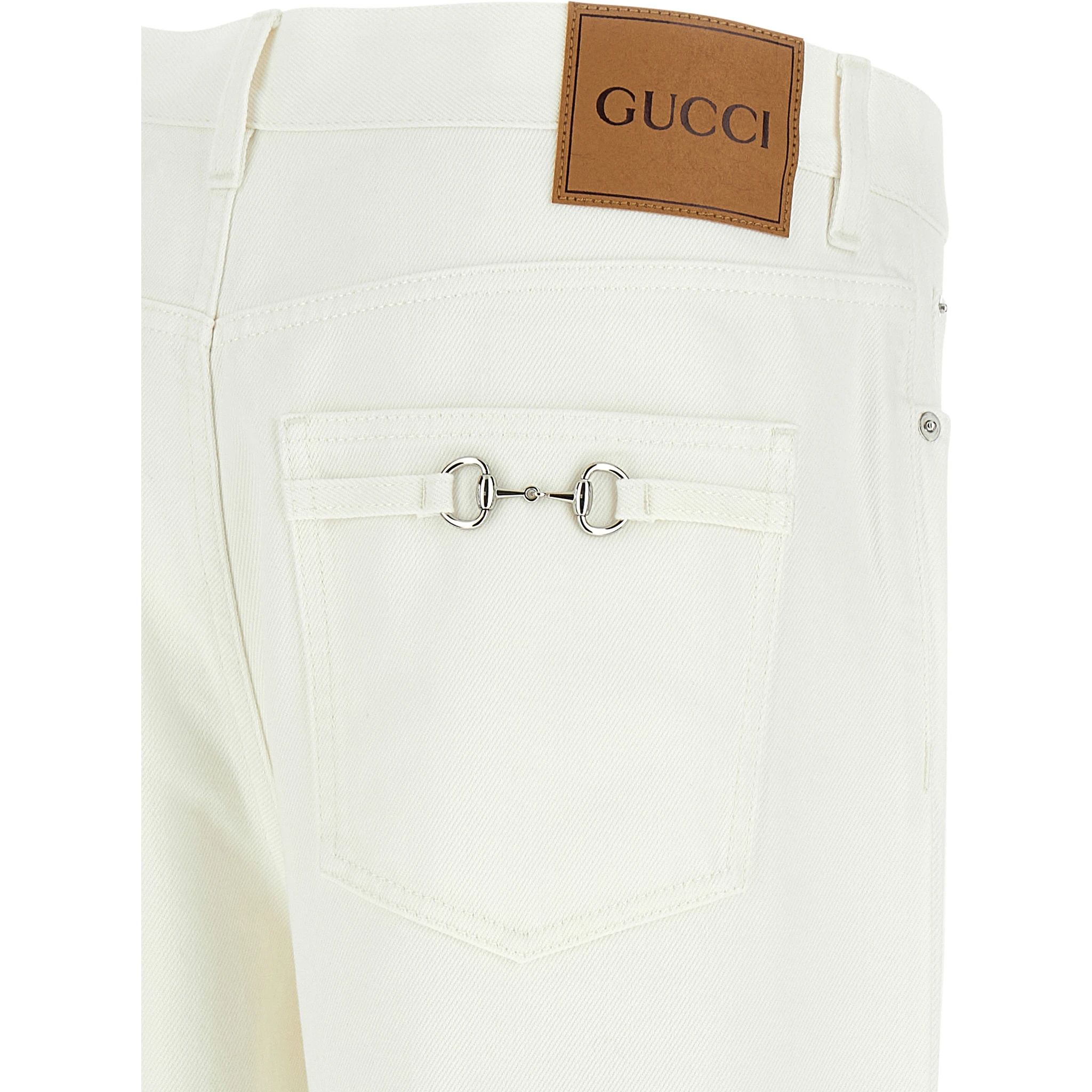White Cotton Straight-Leg Jeans