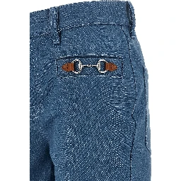 Blue Cotton Straight-Leg Jeans