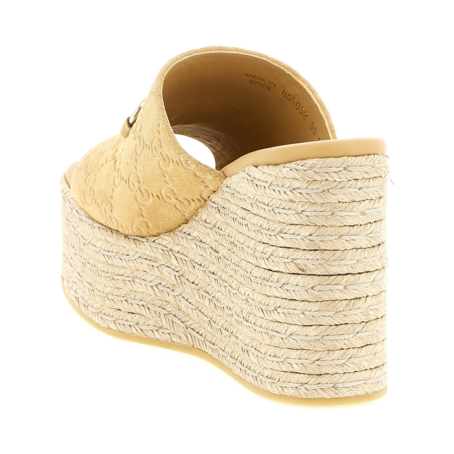 Beige Calfskin Wedge Sandals