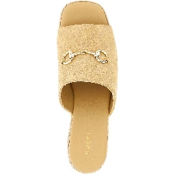 Beige Calfskin Wedge Sandals