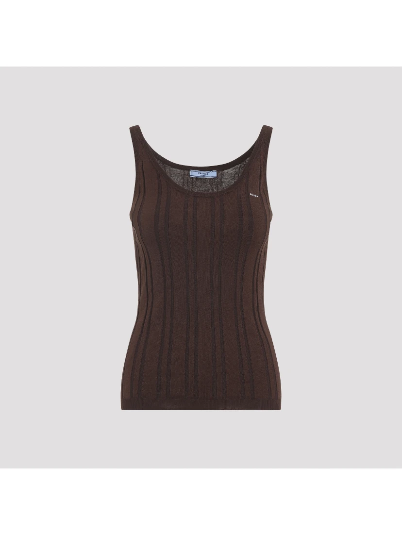 Prada Ribbed Knit Tank Top