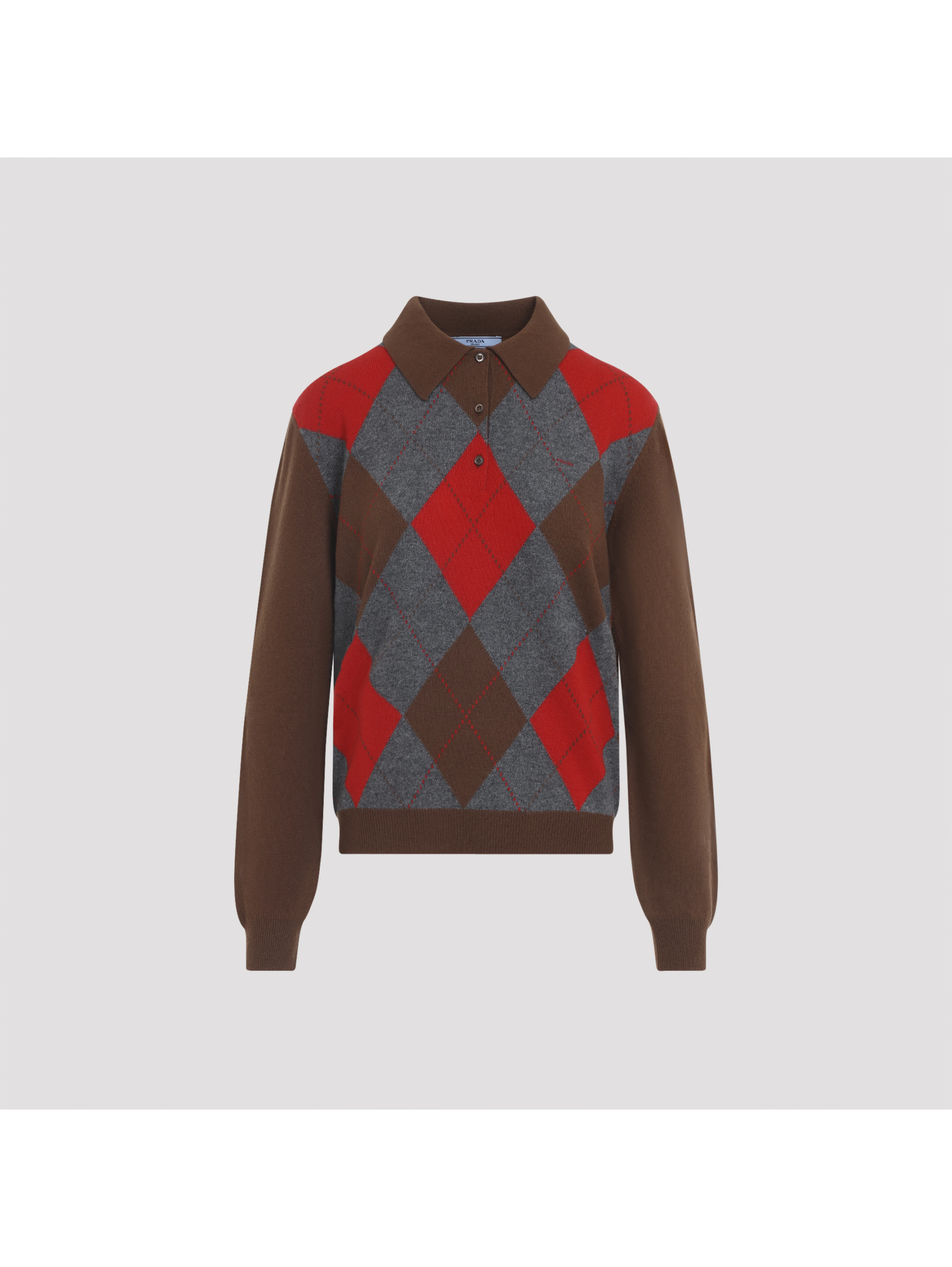 Prada Argyle Knit Polo Sweater