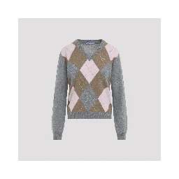 Prada Argyle V-Neck Sweater