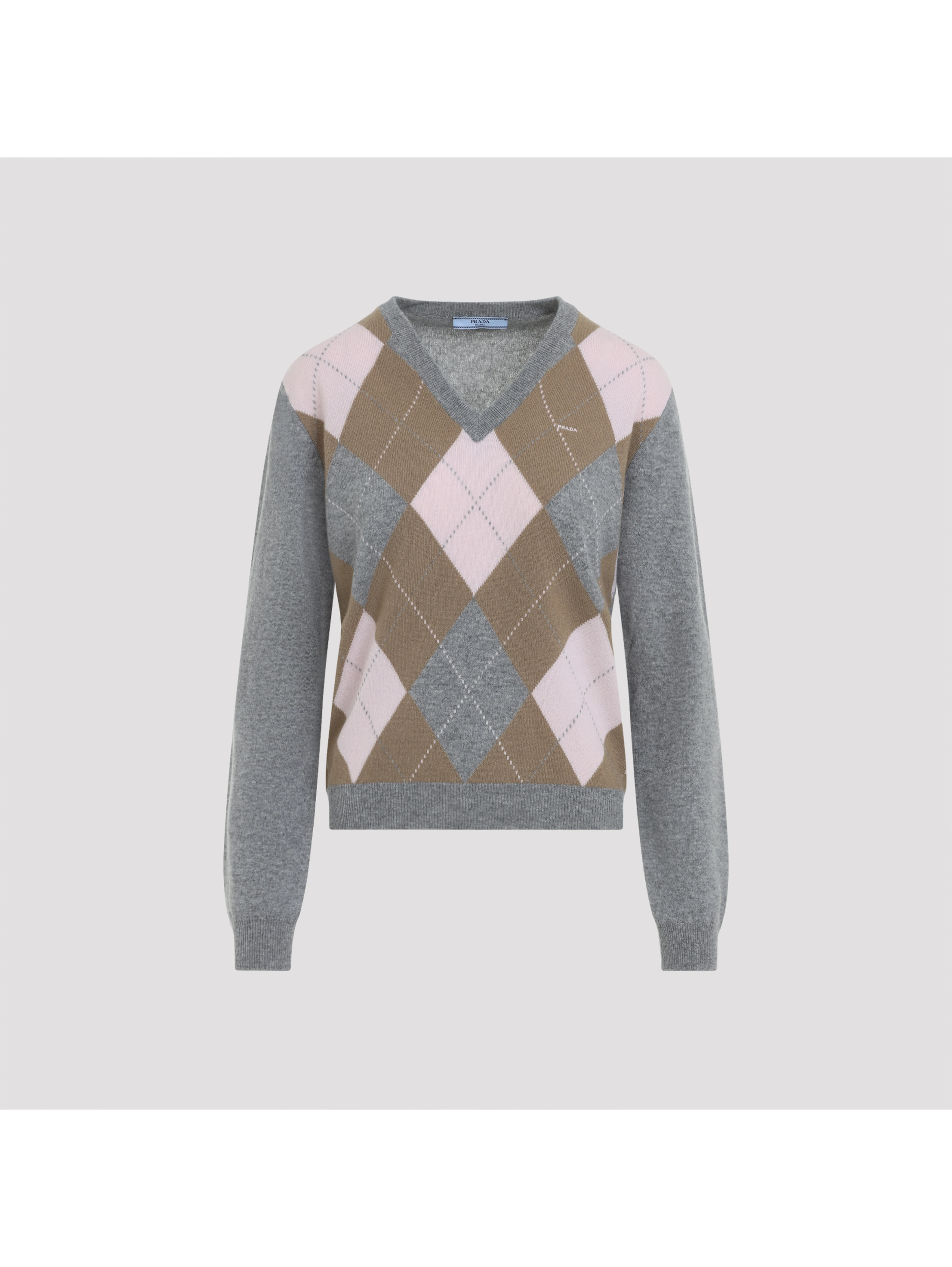 Prada Argyle V-Neck Sweater