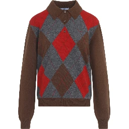 Prada Argyle Knit Polo Sweater