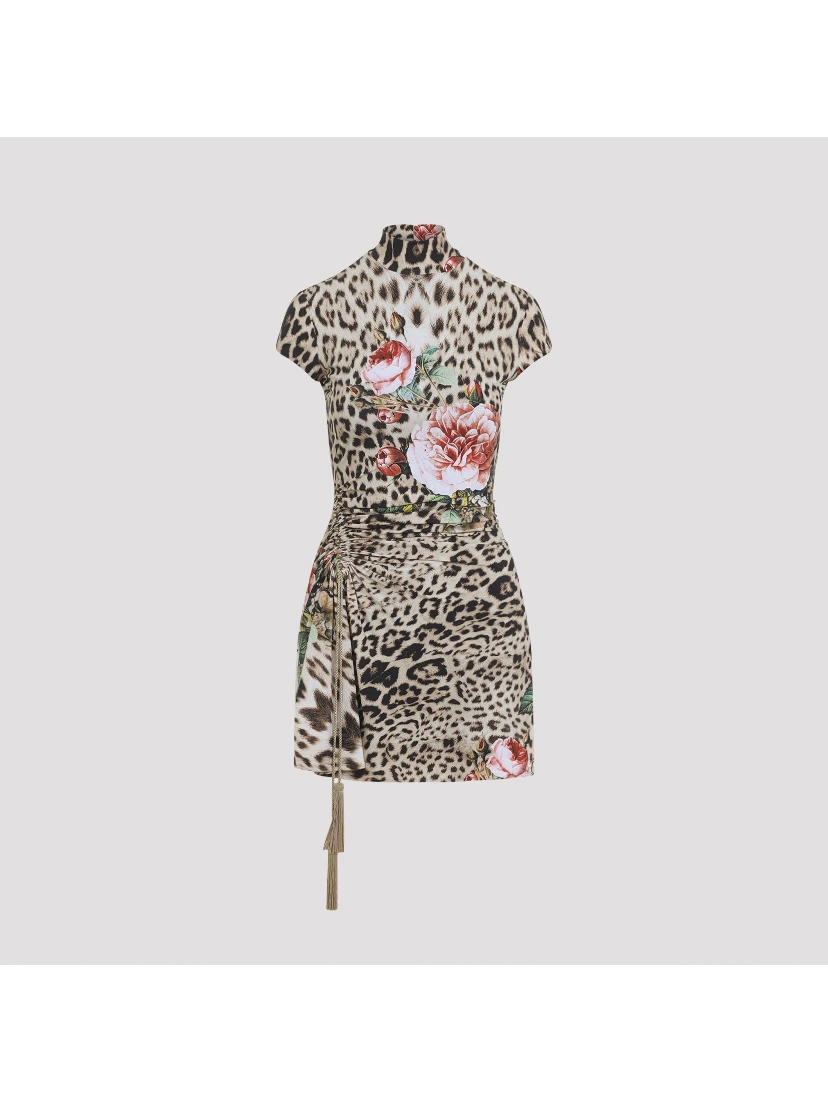 Roberto Cavalli Jaguar Roses Mini Dress