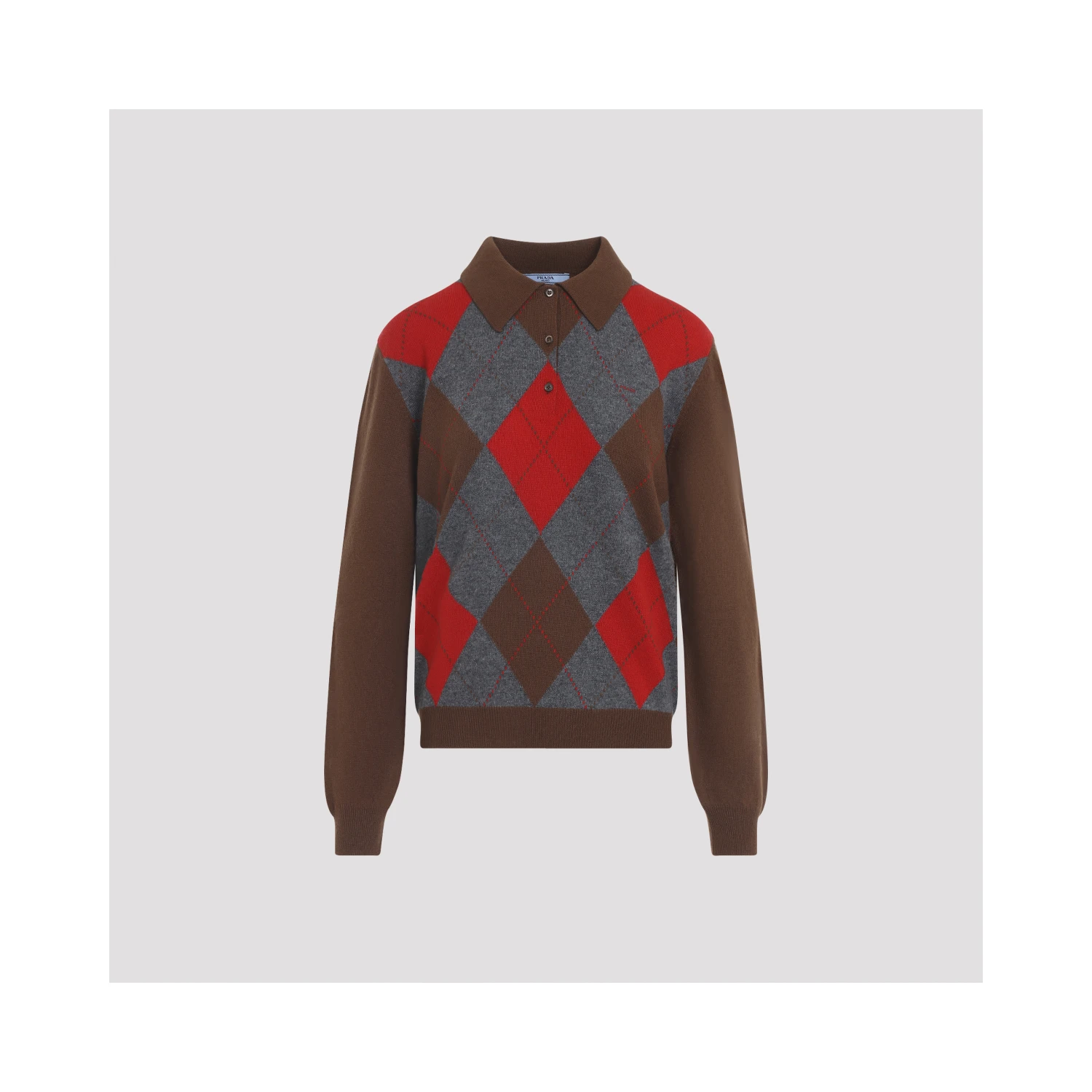 Prada Argyle Knit Polo Sweater