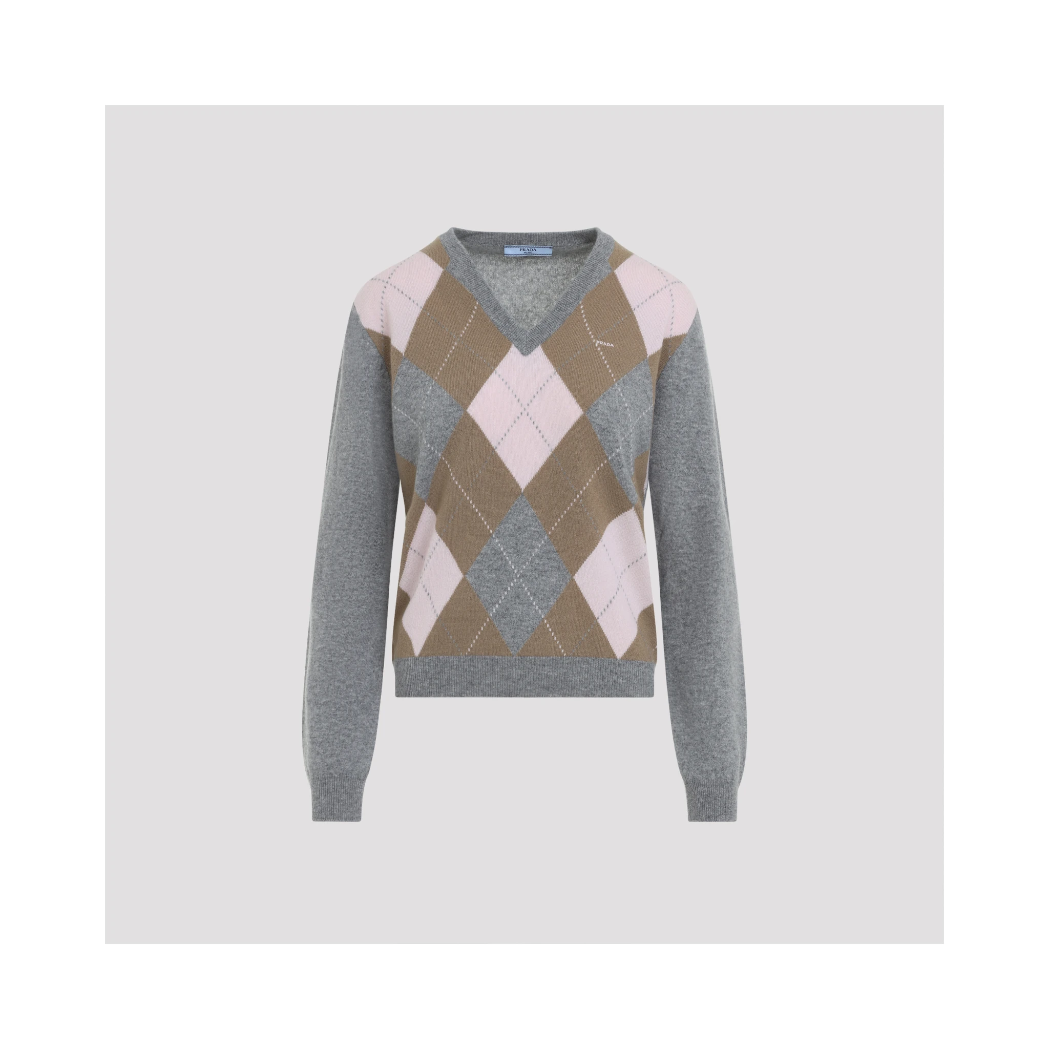 Prada Argyle V-Neck Sweater