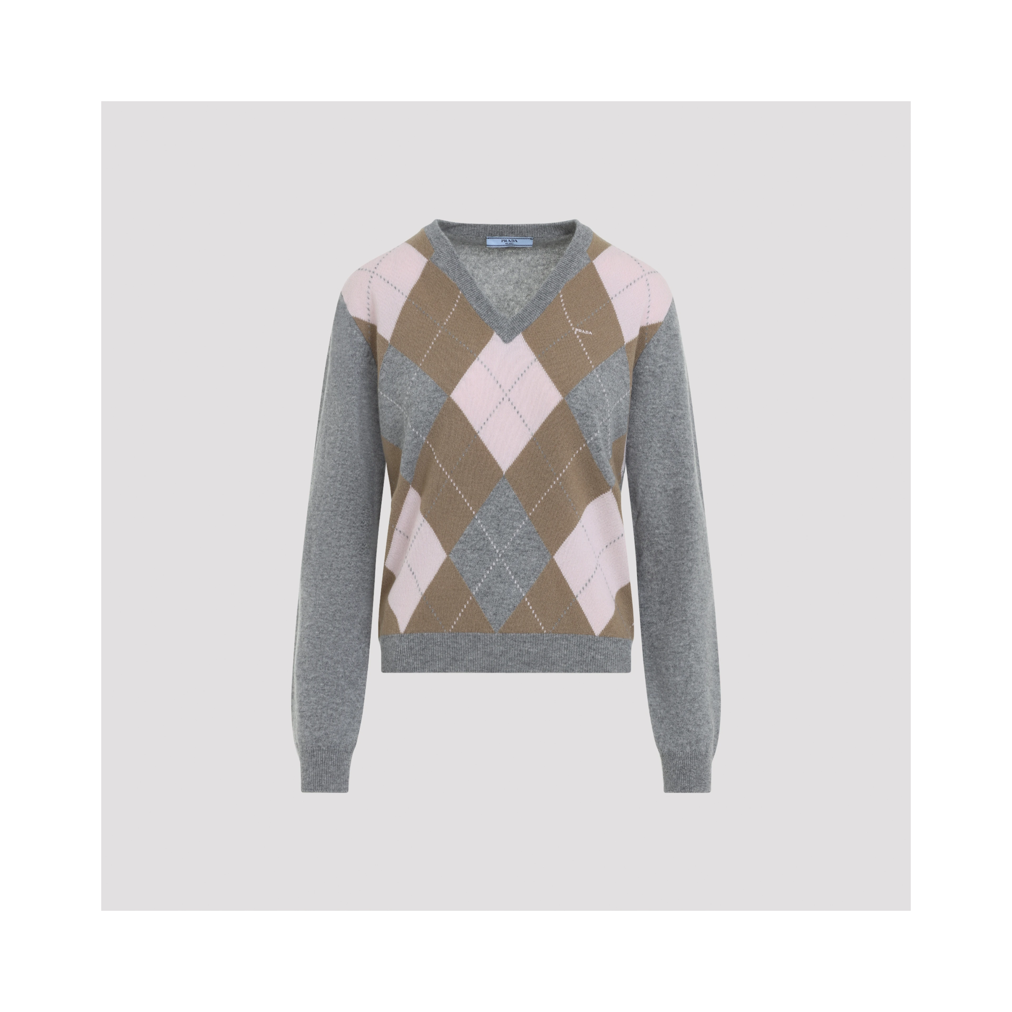 Prada Argyle V-Neck Sweater