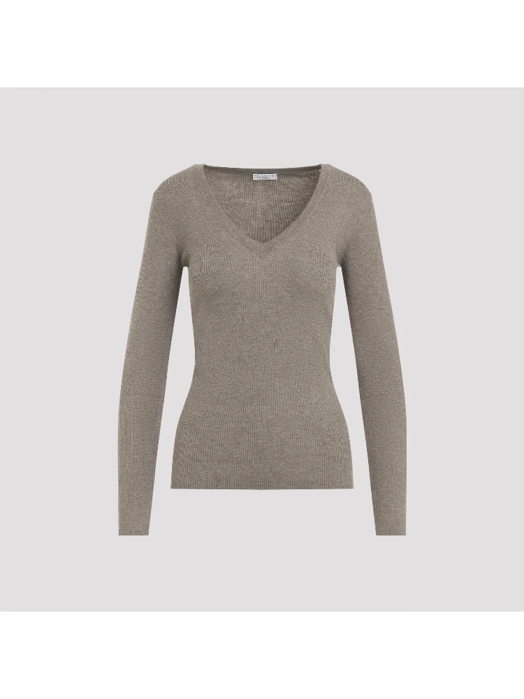 Brunello Cucinelli Ribbed V-Neck Sweater