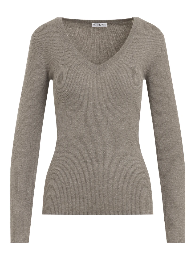 Brunello Cucinelli Ribbed V-Neck Sweater