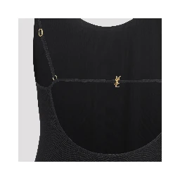 Saint Laurent Open-Back Cassandre Knit Dress