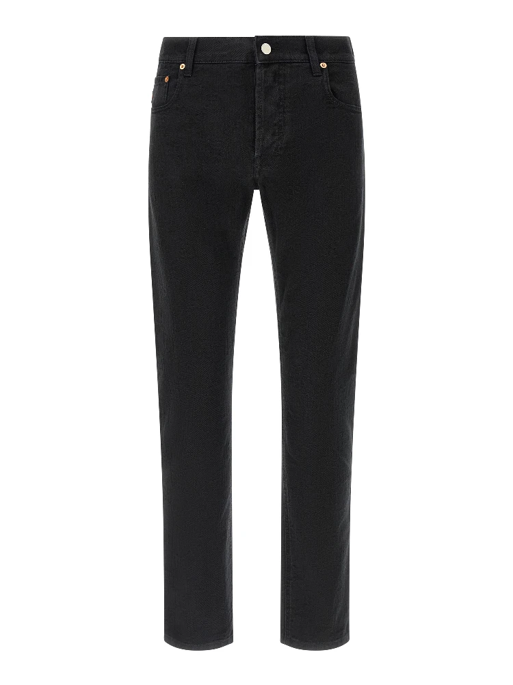 Black Cotton Straight-Leg Jeans