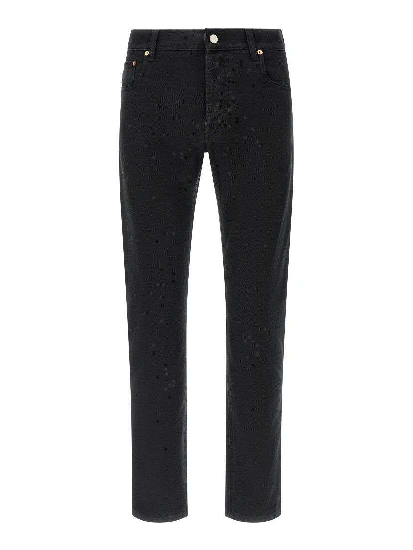 Black Cotton Straight-Leg Jeans