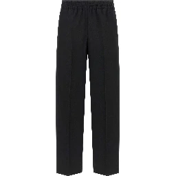 Black Virgin Wool Casual Pants