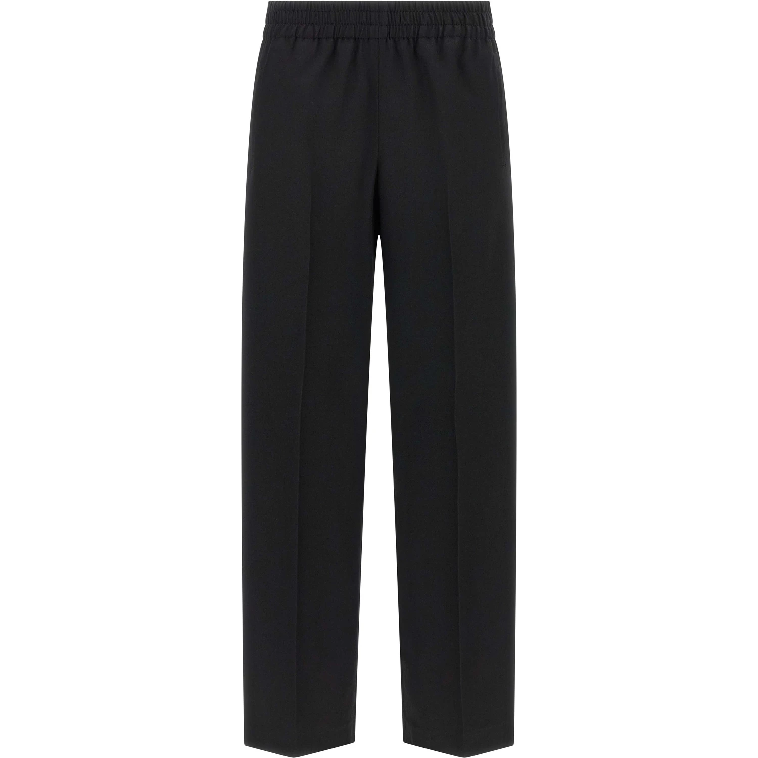 Black Virgin Wool Casual Pants