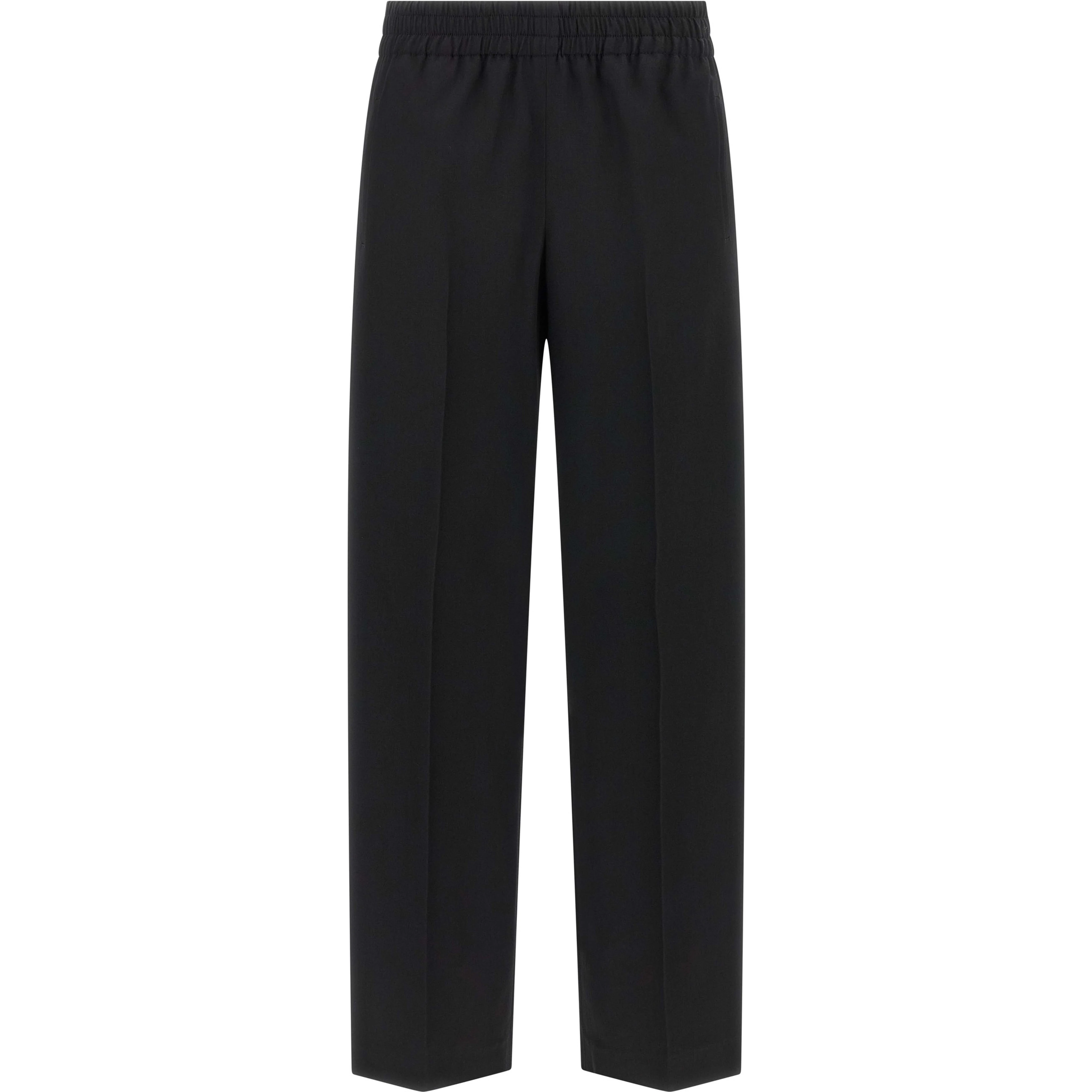 Black Virgin Wool Casual Pants
