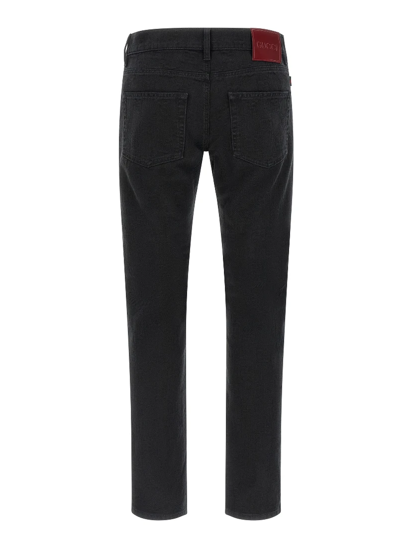 Black Cotton Straight-Leg Jeans