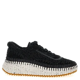 Bicolor Polyester Athletic Sneakers