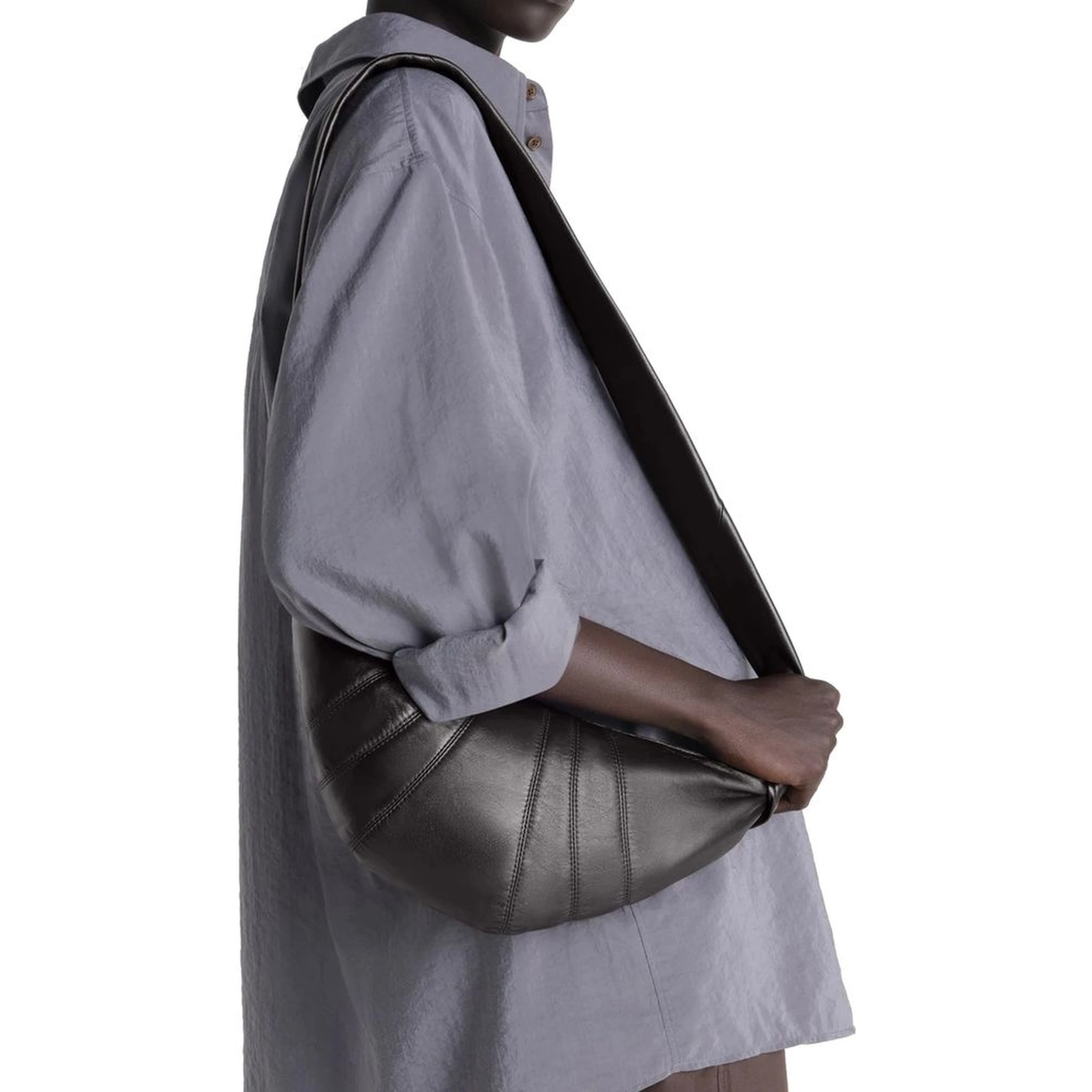 Brown Lamb Leather Shoulder Bag
