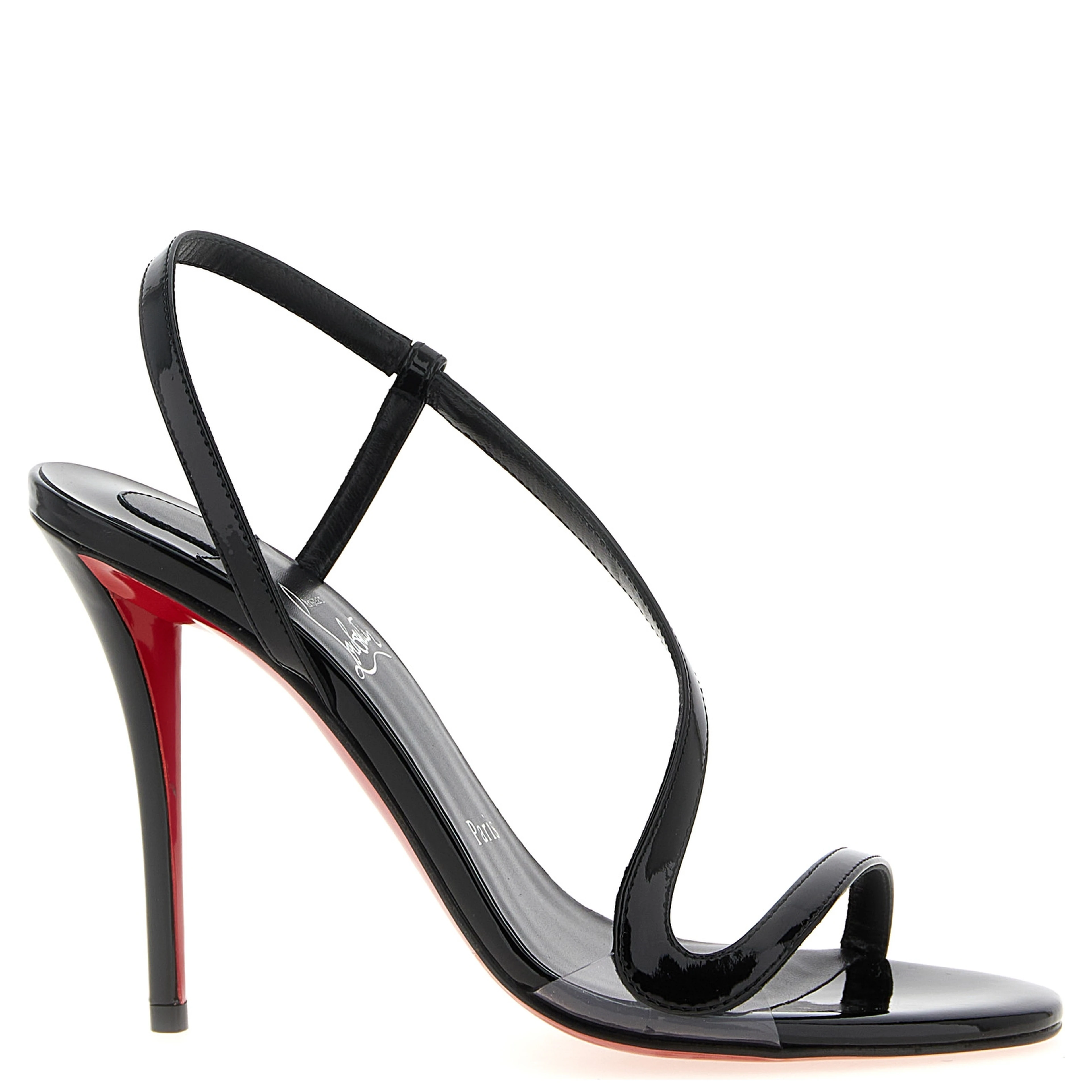 Black Calfskin Stiletto Heel Sandals