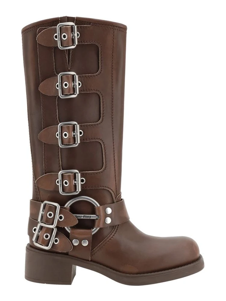 Brown Calf Leather Bos Taurus Lace-Up Boots
