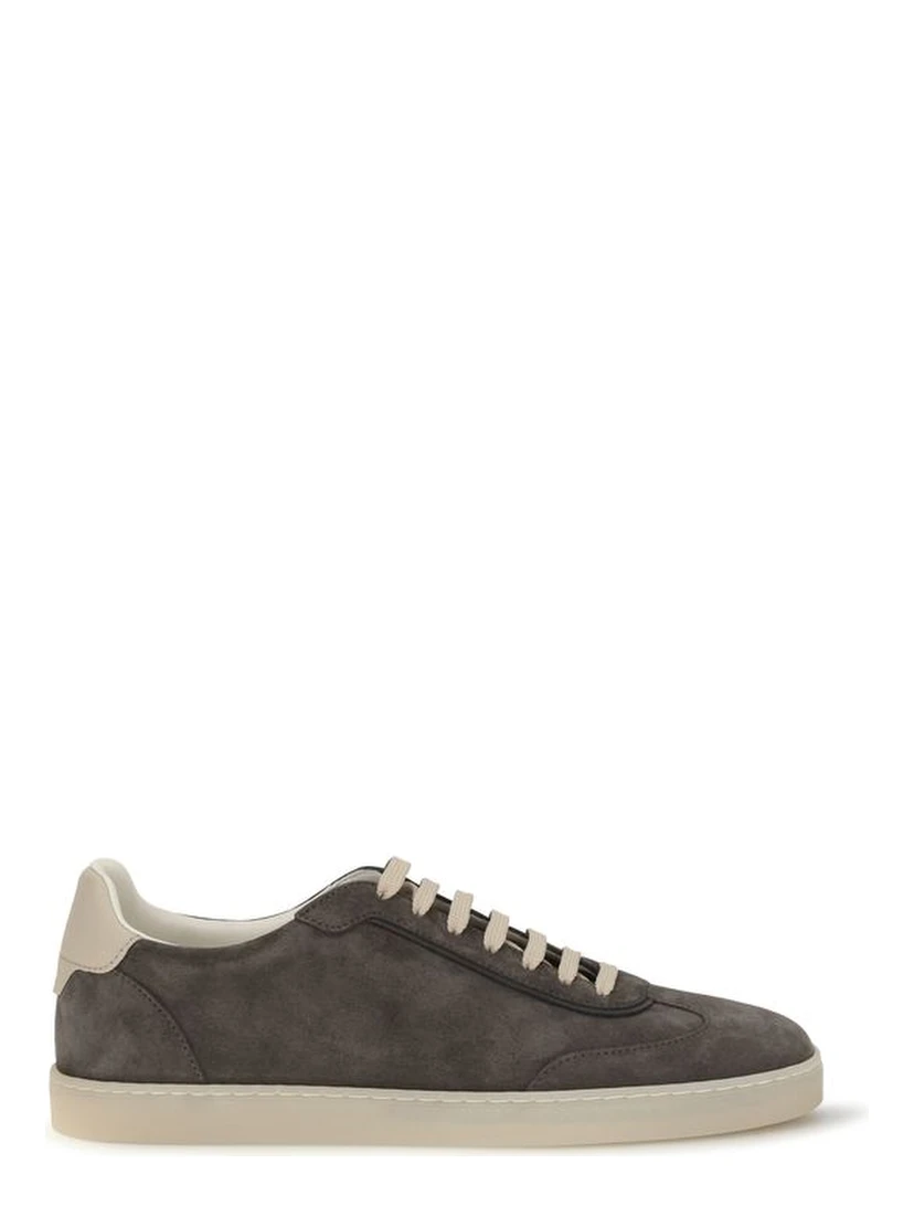 Gray Calf Leather Bos Taurus Low Top Sneakers