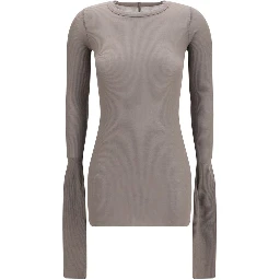 Gray Viscose Long Sleeve T-Shirt