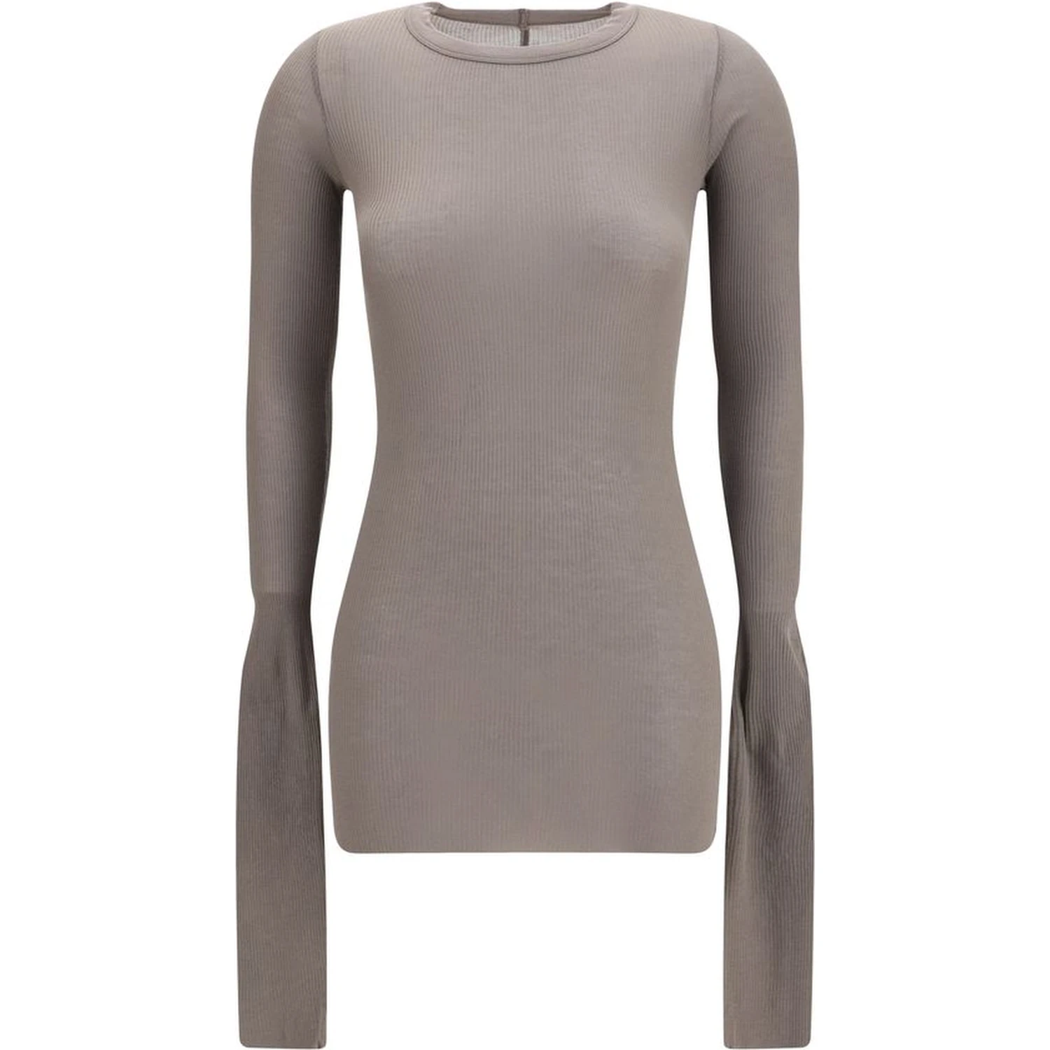 Gray Viscose Long Sleeve T-Shirt