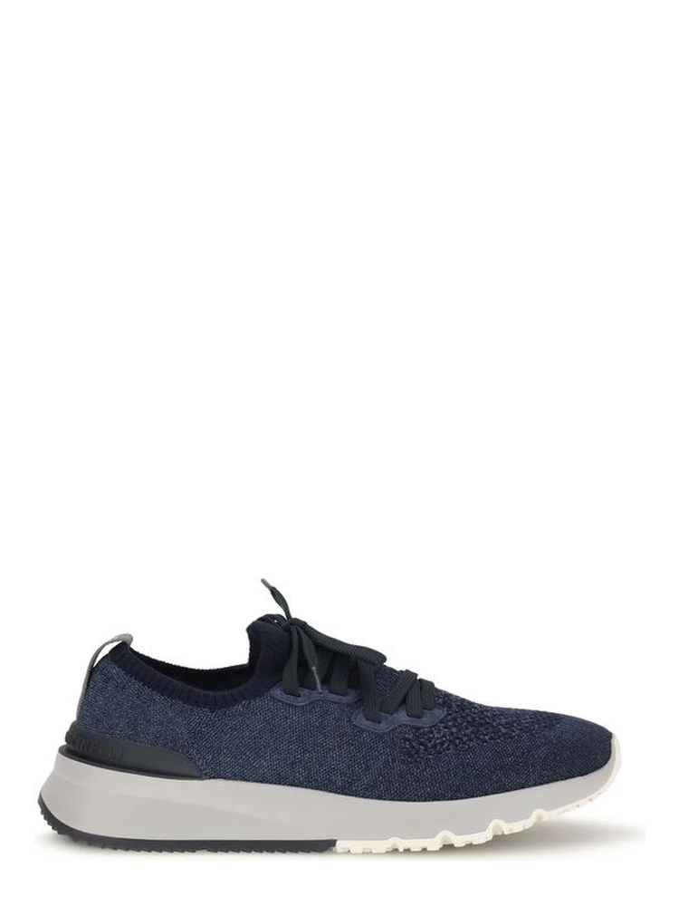 Blue Cotton Athletic Sneakers