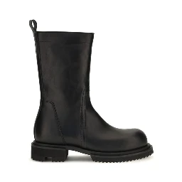 Black Calf Leather Bos Taurus Flat Boots