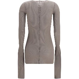 Gray Viscose Long Sleeve T-Shirt
